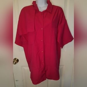 Women's Vintage Dark Pink Blouse With A Collar. Size Measurements Below